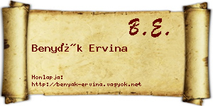 Benyák Ervina névjegykártya